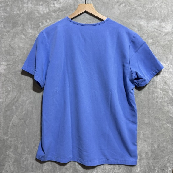 Figs Technical Collection Scrubs Women's Medium Blue V Neck Solid Nurse Pocket - Picture 2 of 6